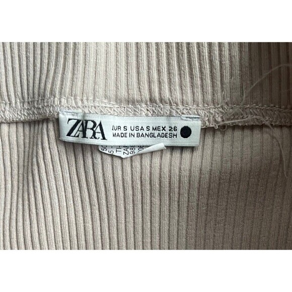 Zara Womens Tan Knit Skirt Midi Button High Slit Size Small - Picture 7 of 7